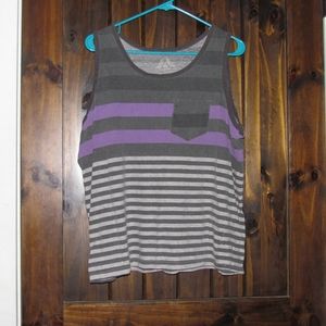 Massive Purple and Black Stripped Tank Top Mens LG